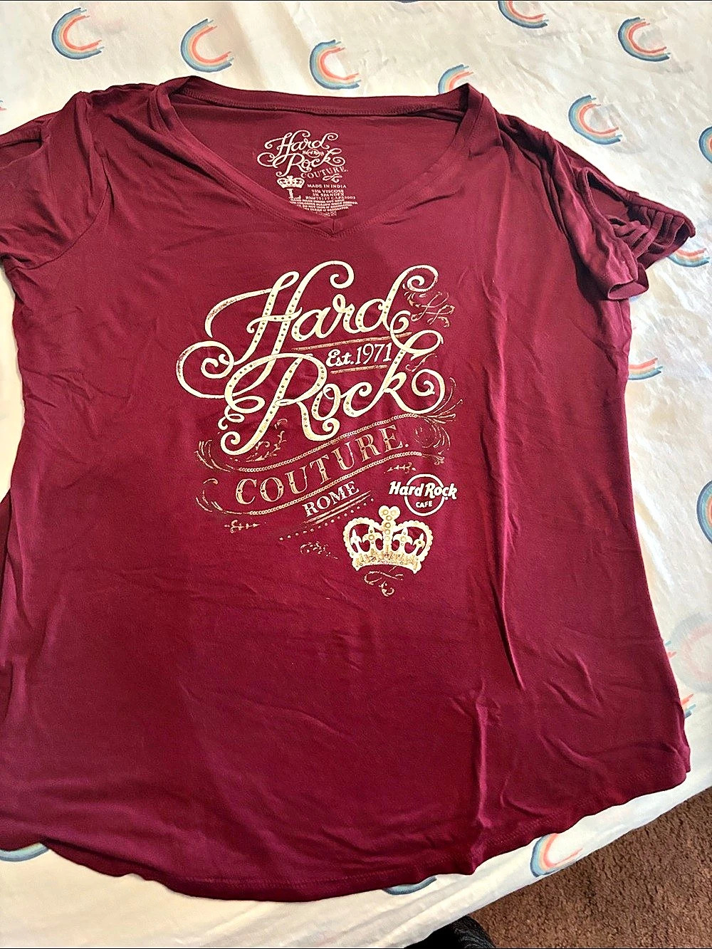 Hard Rock Couture Rome T-Shirt Graphic Short Sleeve Tee Size Large